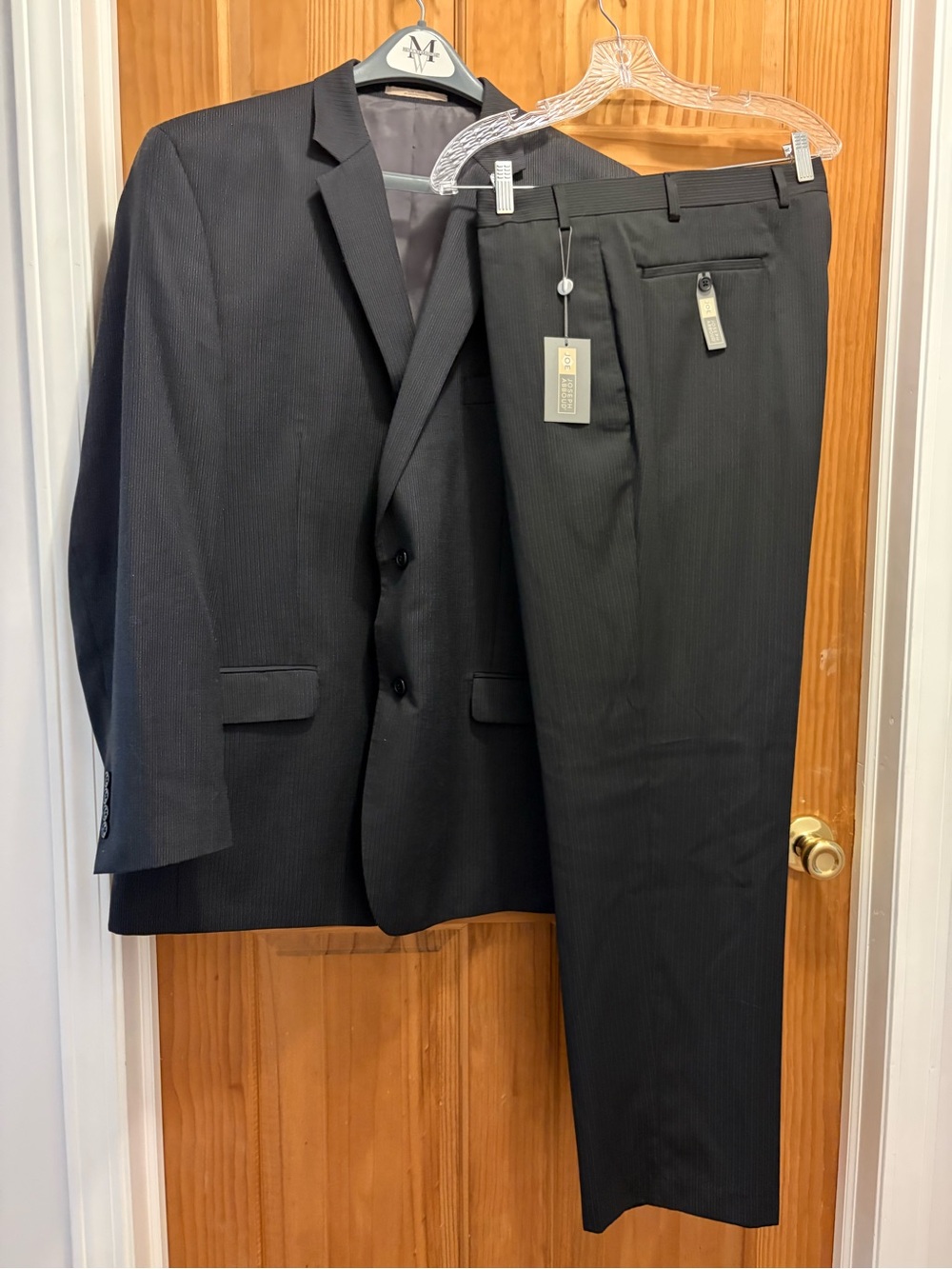 Joseph Abboud Black Pinstripe Men's Suit Jacket & Trousers